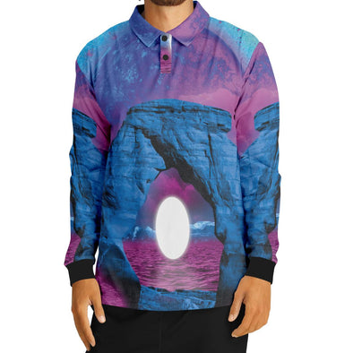The Visitor Long Sleeve Polo - Vaporwave Clothing - Aesthetic Clothing