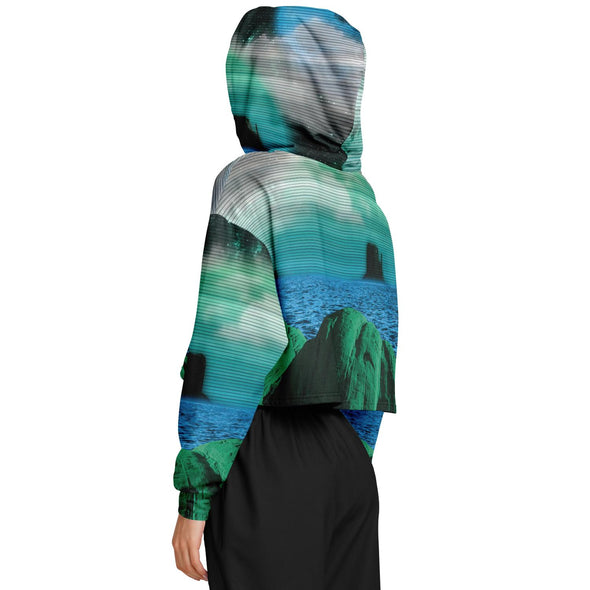 Emerald Canyon Cropped Hoodie - Vaporwave Clothing - Aesthetic Clothing
