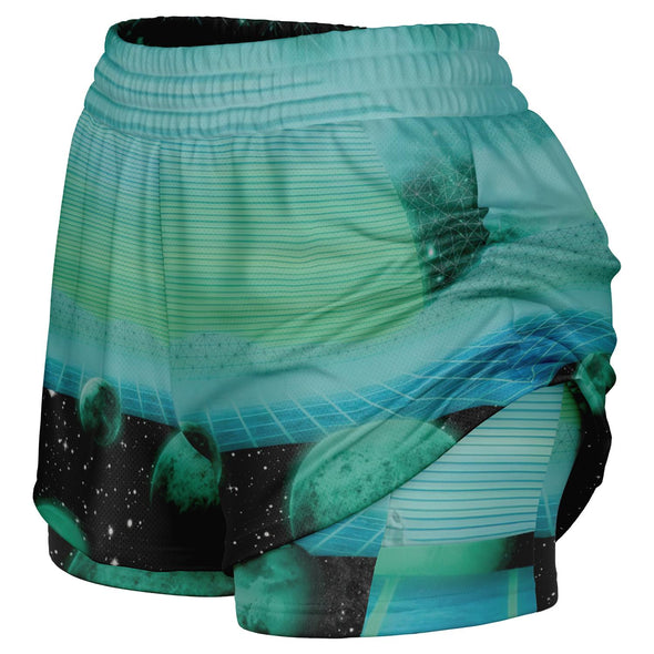 The Merge Women's 2-in-1 Shorts - Vaporwave Clothing - Aesthetic Clothing