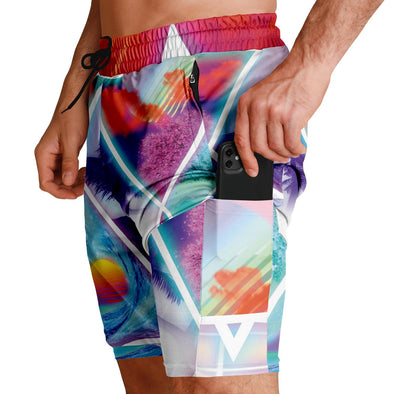Dimensions Collide Men's 2-in-1 Shorts - Vaporwave Clothing - Aesthetic Clothing