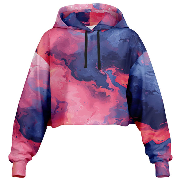 Quantum Tides Cropped Hoodie - Vaporwave Clothing - Aesthetic Clothing