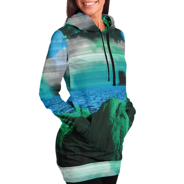 Emerald Canyon Hoodie Dress - Vaporwave Clothing - Aesthetic Clothing
