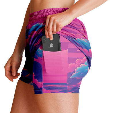 Duskwave Women's 2-in-1 Shorts - Vaporwave Clothing - Aesthetic Clothing