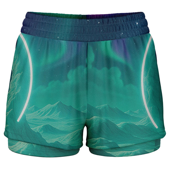 Astral Gateway Women's 2-in-1 Shorts - Vaporwave Clothing - Aesthetic Clothing