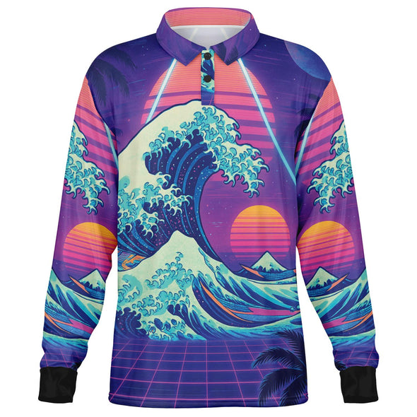 Neonami Long Sleeve Polo - Vaporwave Clothing - Aesthetic Clothing