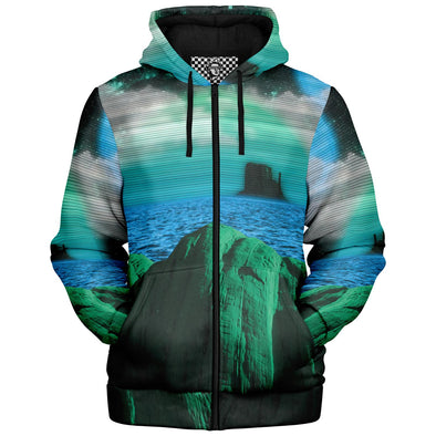 Emerald Canyon Sherpa Hoodie - Vaporwave Clothing - Aesthetic Clothing