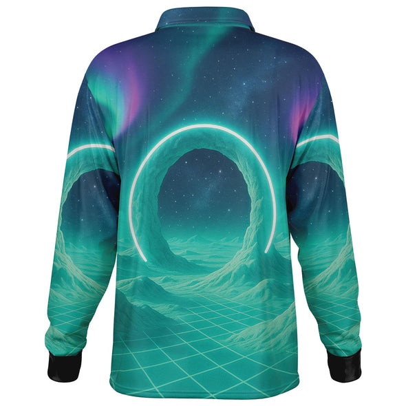 Astral Gateway Long Sleeve Polo - Vaporwave Clothing - Aesthetic Clothing