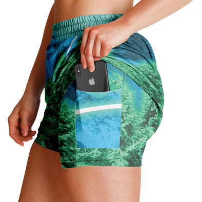 Minty Wonderland Women's 2-in-1 Shorts - Vaporwave Clothing - Aesthetic Clothing