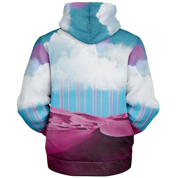 Electric Desert Sherpa Hoodie - Vaporwave Clothing - Aesthetic Clothing