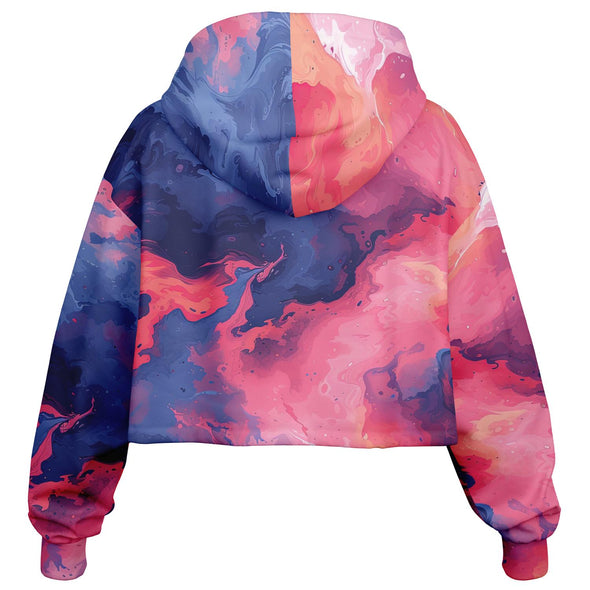 Quantum Tides Cropped Hoodie - Vaporwave Clothing - Aesthetic Clothing